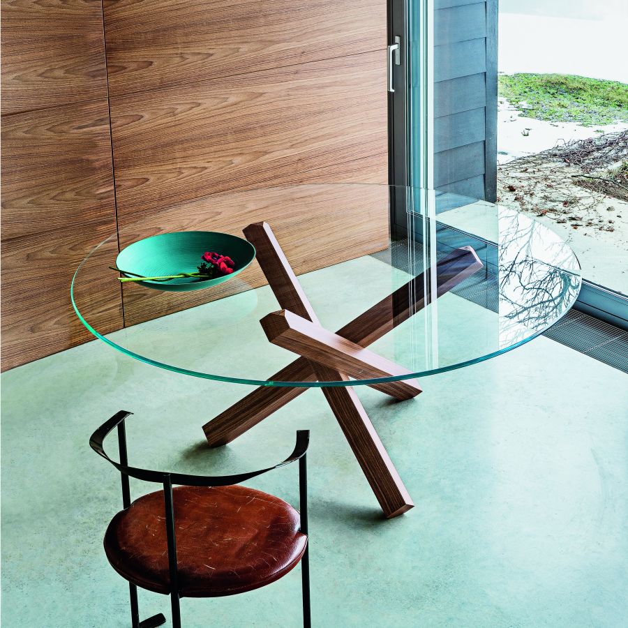 Round Glass Dining Table 'Aikido'