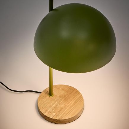 Vista Superior Lámpara Mesa Madera Metal Catlar Verde