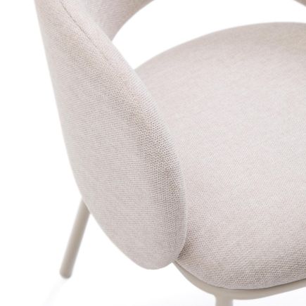Imagen de Detalle Reposabrazos Silla de Comedor Chenilla Maina Beige