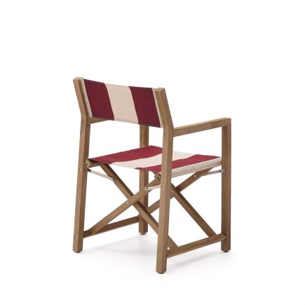 Vista Lateral Izquierda Silla Plegable Exterior Madera Rayas Vilara
