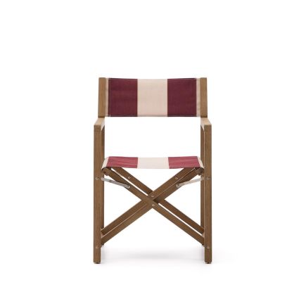 Vista Frontal Silla Plegable Exterior Madera Rayas Vilara
