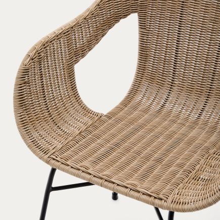 Imagen de Detalle Asiento Silla Apilable Ratán Acero Eltiera