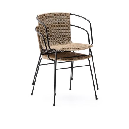 Imagen de Detalle Apilado Silla Apilable Ratán Brazos Acero Eltiera