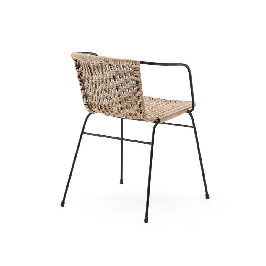 Rattan Stacking Chair Steel Arms 'Eltiera'