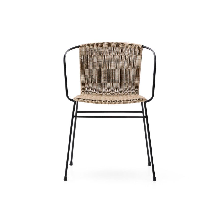 Rattan Stacking Chair Steel Arms 'Eltiera'