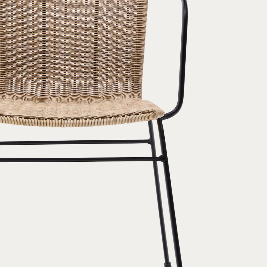 Rattan Stacking Chair Steel Arms 'Eltiera'