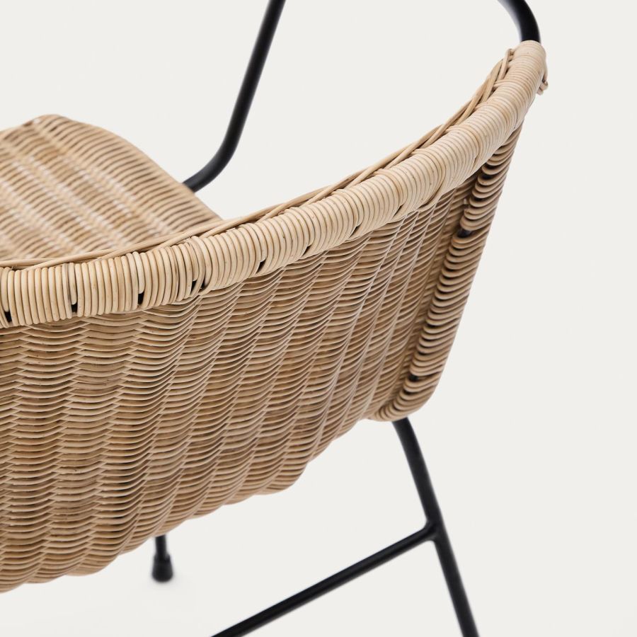 Rattan Stacking Chair Steel Arms 'Eltiera'