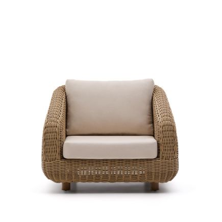 Vista Frontal Sillón Ratán Madera Meria