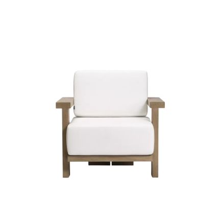 Vista Frontal Sillón Exterior Madera Radomir Blanco