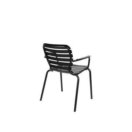 Vista Lateral Derecha Trasera Sillón Jardín Reposabrazos Vondel Negro