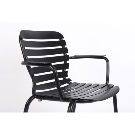 Vista Lateral Izquierda Ladeada Sillón Jardín Reposabrazos Vondel Negro