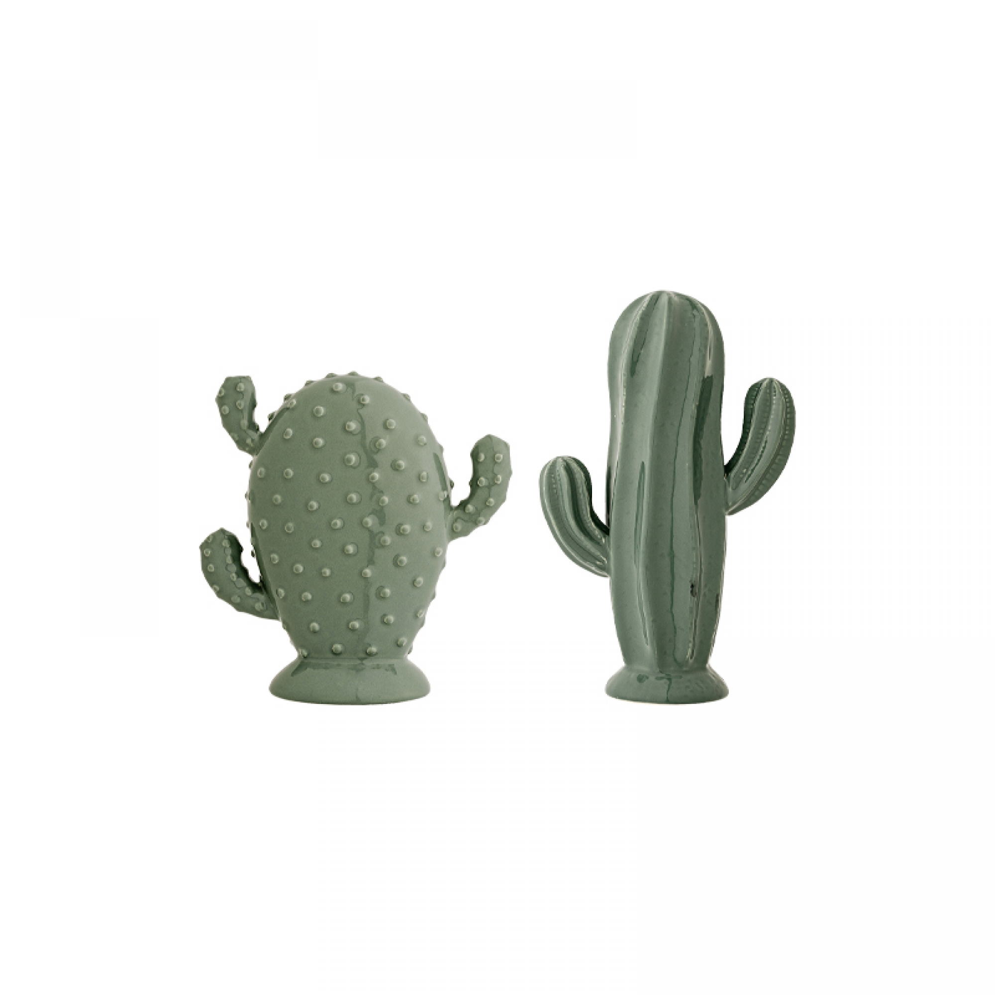 Vista Frontal Set de 2 Figuras Cactus Verde Ingrid