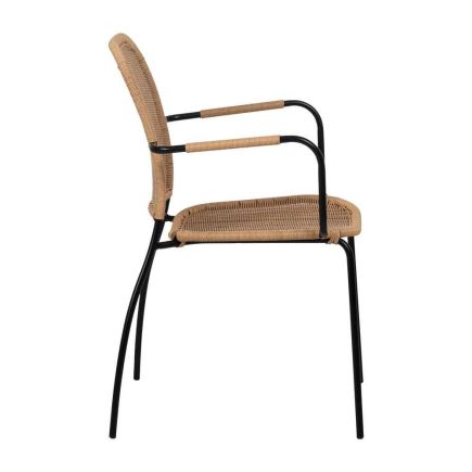 Vista Lateral Derecha Silla con Reposabrazos Exterior Acero Ume