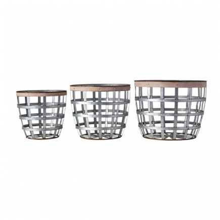 Set of 3 Metal Baskets Ranvall | Procomobel