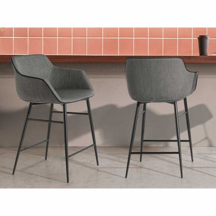 Stool upholstered in fabric with Monica edging | Procomobel