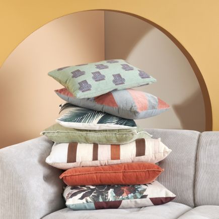 Litza Palm Leaves Print Cushion | Procomobel
