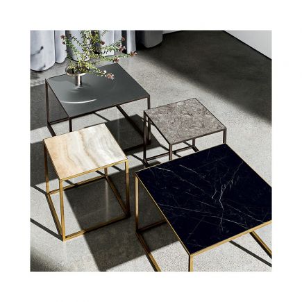 Ceramic and Metal Side Table Quadro : Procomobel