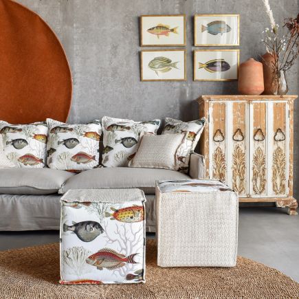 Puff Cubic Upholstered Fish Besalu | Procomobel