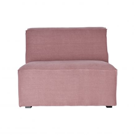 Vista Frontal Sofá Modular con Puff Dviná módulo rosa