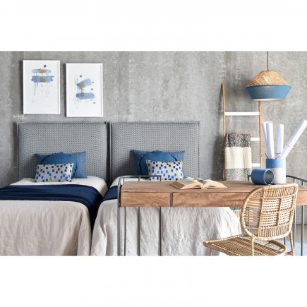Dormitorio con Cabecero Individual Tapizado Sofía color azul
