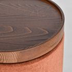 Detalle sobre madera de Mesa Auxiliar Redonda Tapizada Cortana
