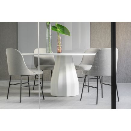 Sillas con Mesa de Comedor Redonda Burin blanca