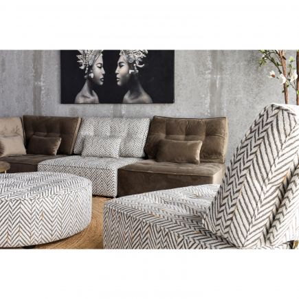 Modular Sofa with Upholstered Puff Nettie | Procomobel
