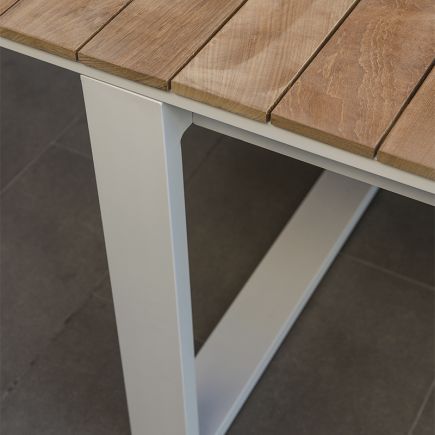 Imagen de Detalle aluminio y madera Mesa Comedor Extensible Exterior Albahaca