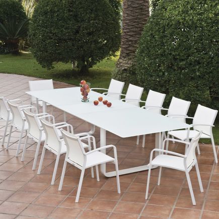 Mesa con Sillas Comedor Exterior Crisantemo color blanco