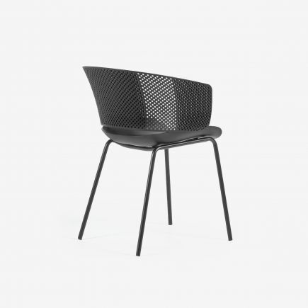 Vista escorada Silla Moderna Exterior Yeray color negro