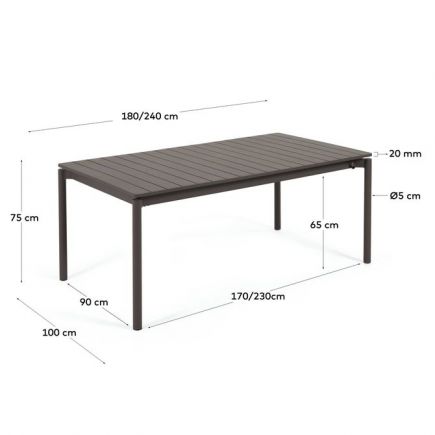 Zaltana Aluminum Outdoor Extending Table | Procomobel