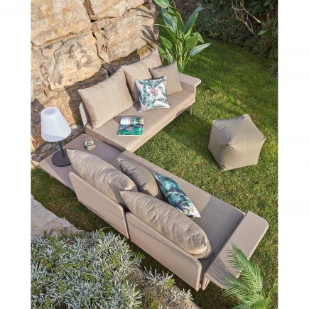 Set Sofá Rinconero y Mesa Aluminio Zaltana marrón