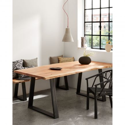 Alaia Solid Acacia Wood and Black Steel Table | Procomobel