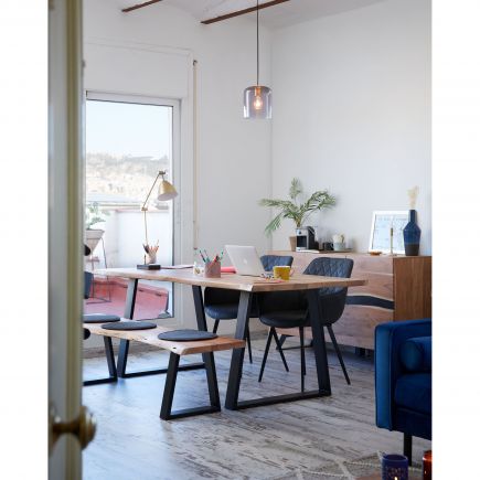 Alaia Solid Acacia Wood and Black Steel Table | Procomobel