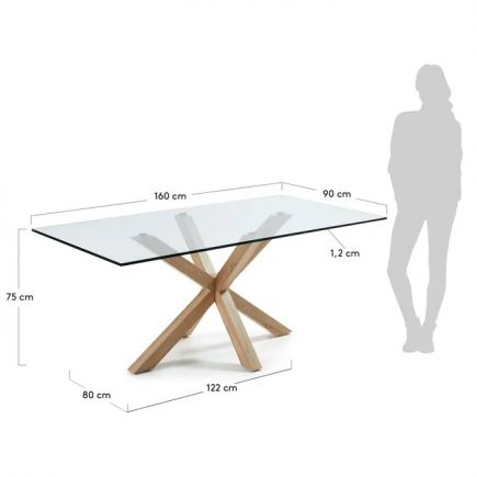 Argo Wood Effect Glass and Steel Table : Procomobel