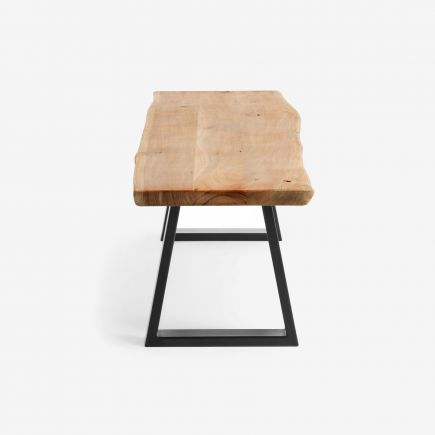 Alaia Black Steel Acacia Solid Wood Bench | Procomobel