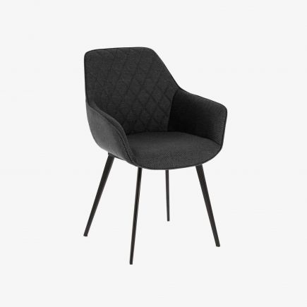 Silla Tapizada Tejido Rombos Amira gris oscuro