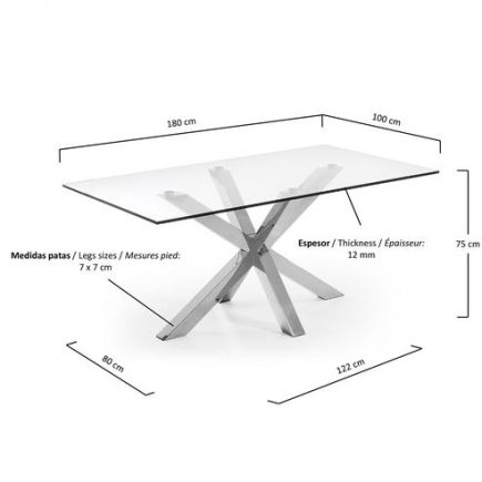 Rectangular Steel and Glass Table Argo : Procomobel