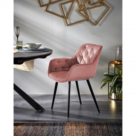 Foto en Ambiente Silla Capitoné Terciopelo Mulder rosa