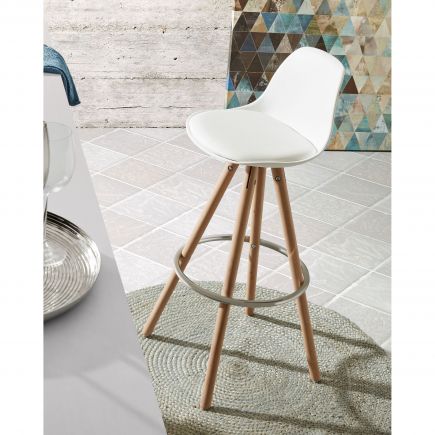 High Stool White Leather 'Slad' | Procomobel