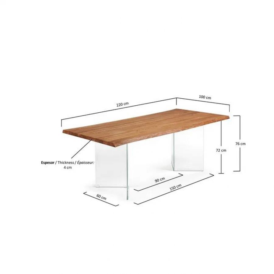 Mesa Comedor Madera y Cristal ‘Lotty’