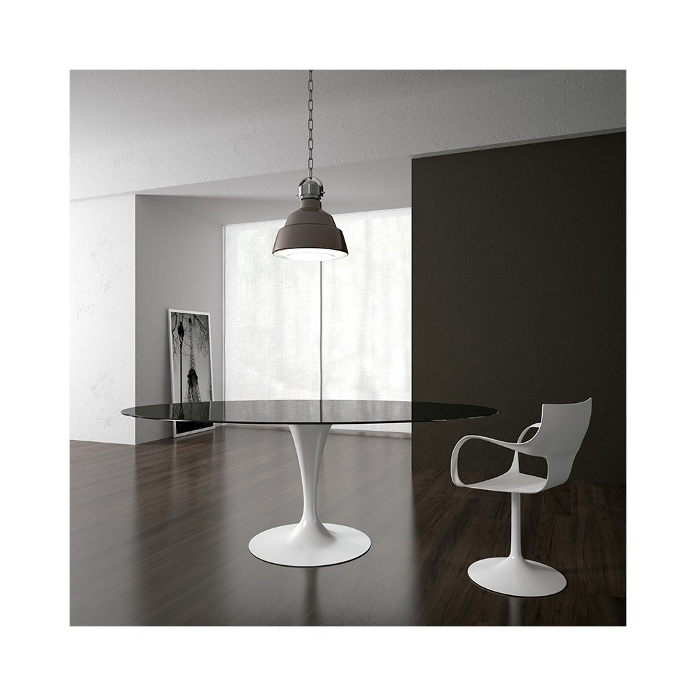 Square glass table 'Flute