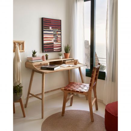 Nalu Veneer and Mindi Solid Wood Writing Desk | Procomobel