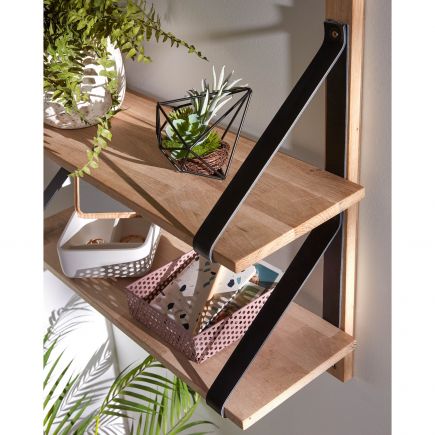 Wall Shelf in Birch and leather Nazeli | Procomobel