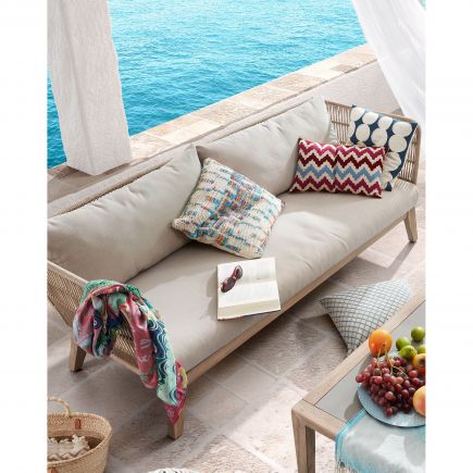 3-Seater Sofa Rope Beige and Wood Belleny | Procomobel