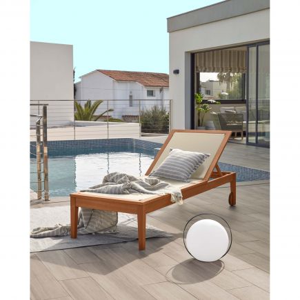 Tumbona de exterior Madera y textil Caterin beige