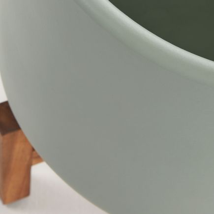 Ceramic Flowerpot with Wooden Base Denpasar | Procomobel