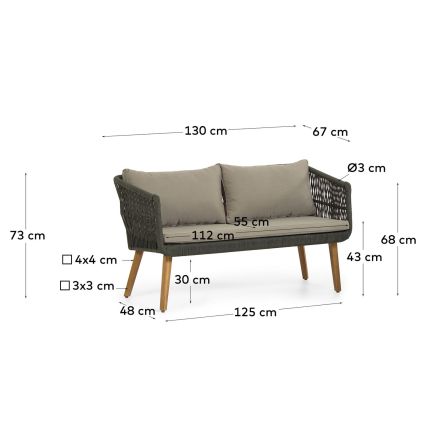 Set 2 Seater Sofa and 2 Inti Rope Armchairs | Procomobel