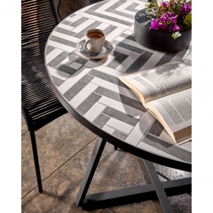 Round Table Ceramic Black and White Tella | Procomobel