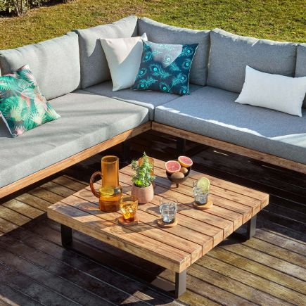 Jardín con Set de Sofá Rinconero 5 Plazas y Mesa Zalika